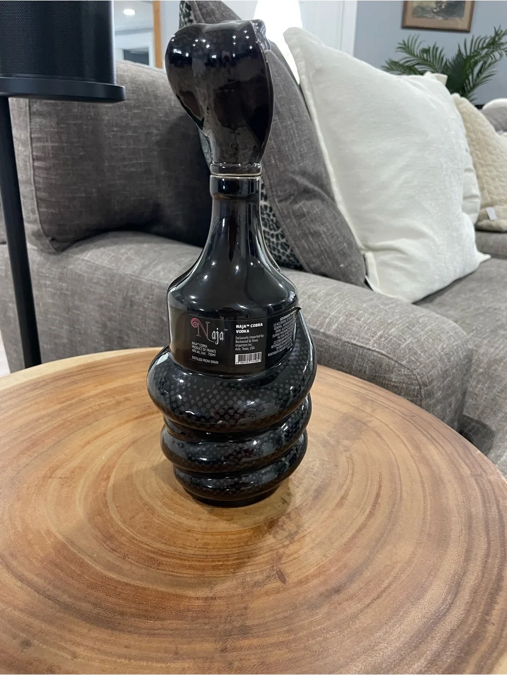 Black Cobra Decanter Bottle - Sculptural Glass Snake